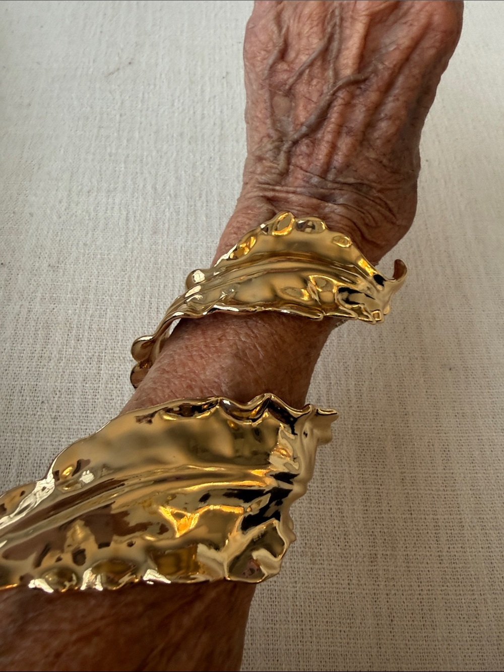 Sculptural Leaf Gold Cuff Bracelet